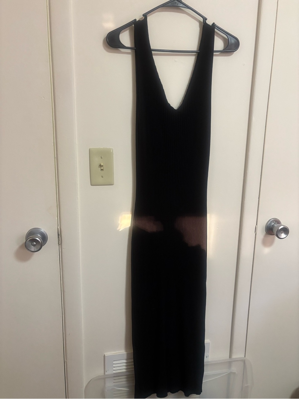Forever 21 Black Ribbed V-Neck Midi Dress